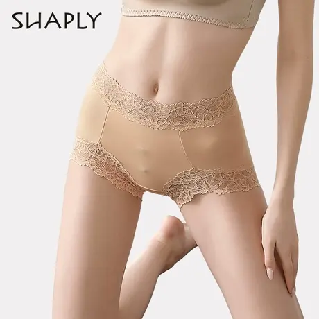 Shaply/莎莲妮蕾丝性感透气全包臀桑蚕丝内裤女暖宫提臀三角裤商品大图
