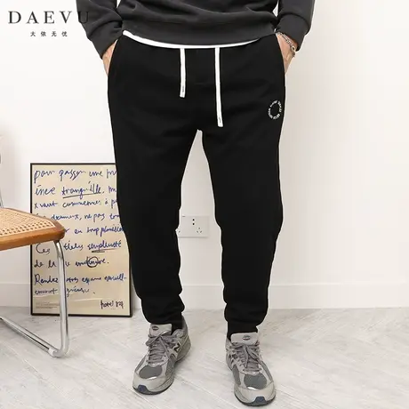 DAEVU春秋新款圆圈大号弹力束脚潮胖子加肥加大码男士针织运动裤商品大图