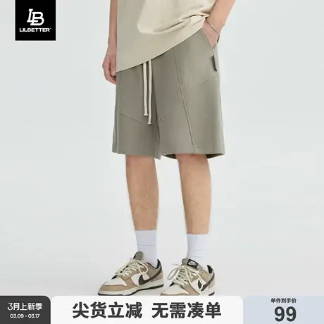 Lilbetter短裤男夏季新款休闲裤宽松中裤直筒五分裤质感拼接裤子图片