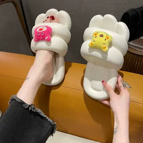 可爱软糯春夏凉拖鞋女外穿2023年新款玩偶厚底防滑韩版休闲一字拖商品大图