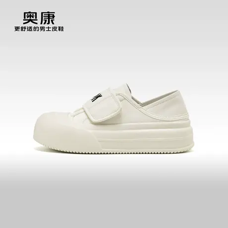 奥康女鞋 2024春季新款厚底增高魔术贴丑萌面包鞋时尚百搭大头鞋图片