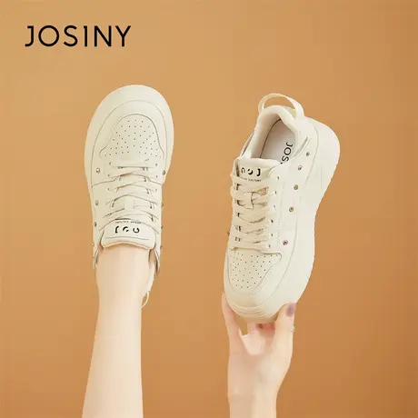 Josiny/卓诗尼小白鞋女2024新款春季百搭厚底设计感运动休闲板鞋商品大图