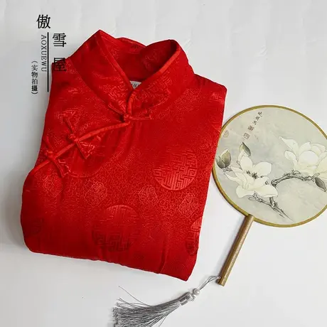傲雪屋中国风复古原创旗袍上衣日常修身改良礼服保暖拜年小棉袄商品大图