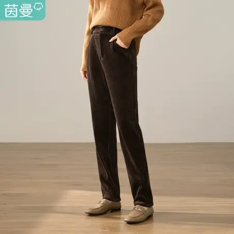 【商场同款】茵曼冬女装新款通勤高腰后腰橡筋百搭九分萝卜裤商品大图