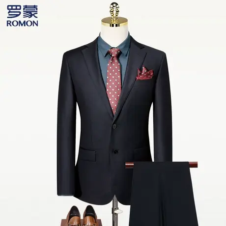 罗蒙西装男套装时尚休闲商务通勤正装男士西服商品大图