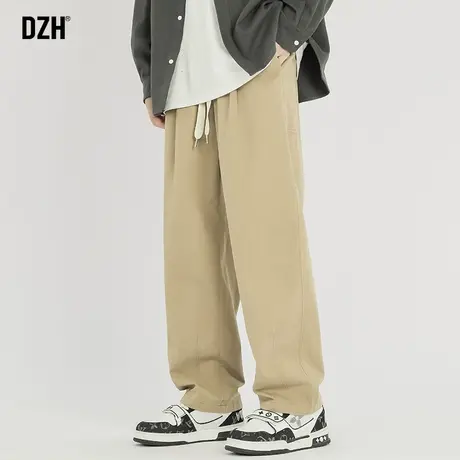 男士卡其色休闲裤男春夏款直筒宽松纯棉裤子2023新款长裤潮牌百搭商品大图