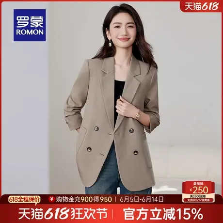 罗蒙女士西装外套2025春季新款气质舒适宽松休闲单西纯色百搭西服商品大图