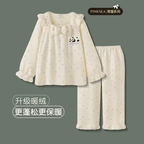 秋冬睡衣女款加厚保暖法兰绒甜美家居服冬季新款熊猫珊瑚绒套装商品大图