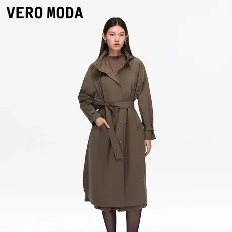 Vero Moda风衣2025秋季新款含棉捏褶小立领纯色百搭外套325321012图片