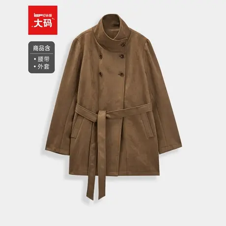IEF/爱依服【大码女装】2025秋季新款法式设计感通勤磨砂皮中外套商品大图