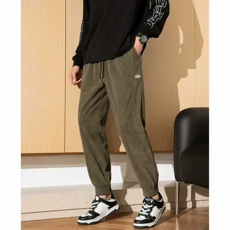 唐狮秋冬新款灯芯绒裤子男款休闲裤韩版宽松束脚长裤子潮牌TD商品大图