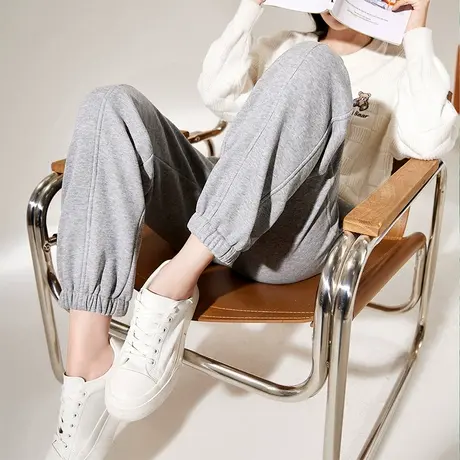 【惊喜直降】香影加绒裤子2023冬装新款长裤宽松休闲束脚运动裤灰图片