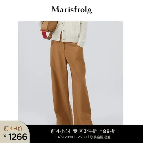 【商场同款】玛丝菲尔冬季新款卡其色阔腿裤休闲裤裤子女商品大图