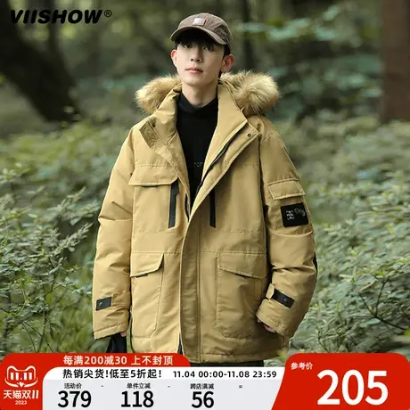 VIISHOW大毛领派克服男款冬季新款加厚工装棉服外套冲锋衣登山服商品大图