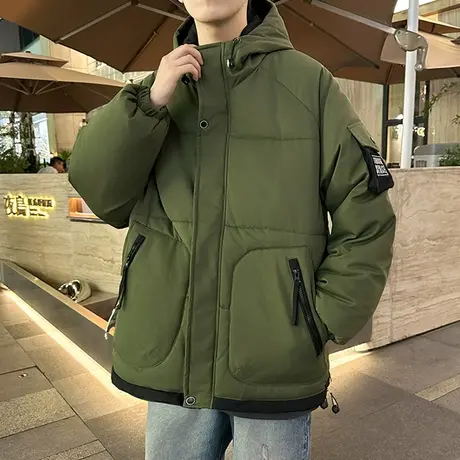 港士博TFBOYS连帽棉衣男款潮牌宽松大码冬季加厚棉服棉袄外套男装商品大图