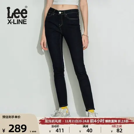 Lee 418中腰修身窄脚清水洗女牛仔裤显瘦日常潮LWB1004184EX图片