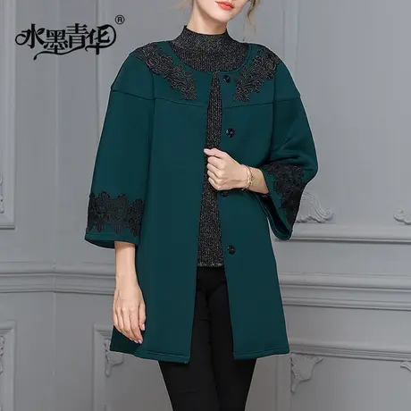 水墨青华2024春装新款风衣外套时尚百搭中长款大衣商品大图