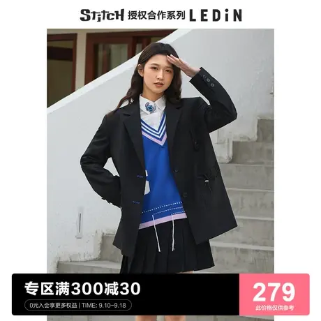 【Stitch联名】乐町黑色西装2022春季新款设计感西装女C5BAC1201图片