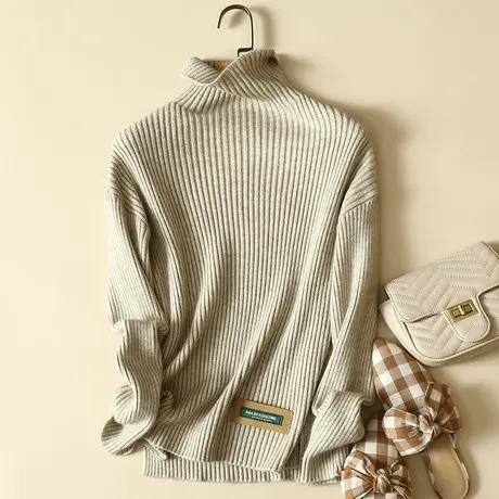 堆堆高领毛衣打底衫女秋冬2022年新款爆款加厚慵懒风宽松外穿上衣图片