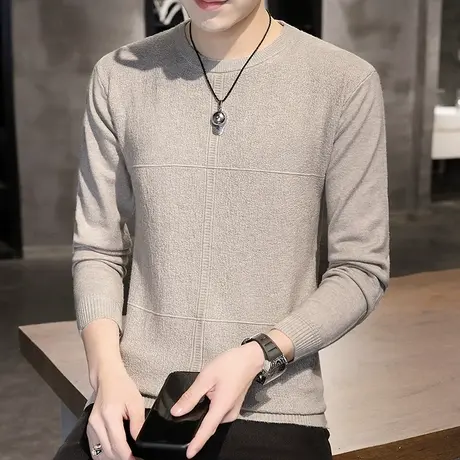 2023年春季针织长袖T恤男潮流韩版秋衣春装打底衫潮牌男装上衣服商品大图
