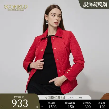 Scofield女装秋季新品简约翻领可拆卸腰带收腰显瘦短款衬衫棉服商品大图