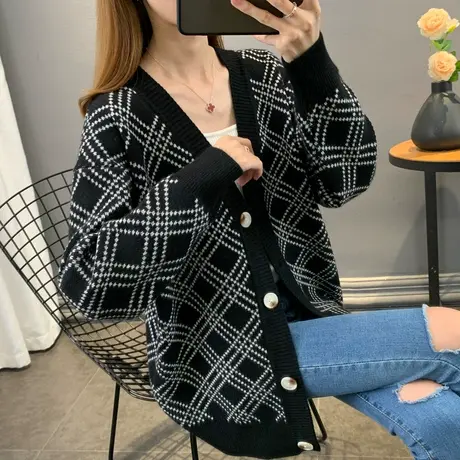 日系毛衣慵懒风秋冬2024春装韩版外穿宽松复古风针织开衫外套女图片