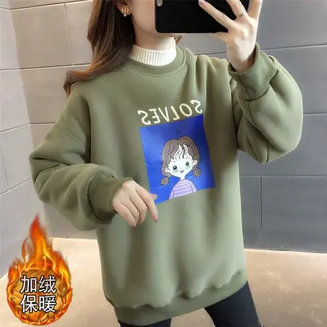 半高领卫衣女2024秋冬新款欧货小个子洋气时尚爆款加绒加厚上衣女商品大图