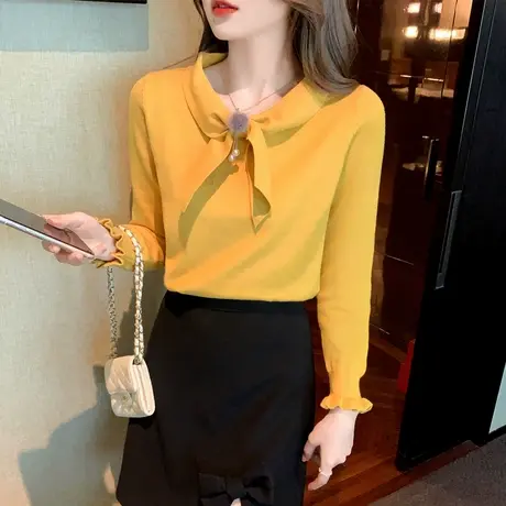 早秋上衣慵懒新款针织衫女装秋装2023洋气质长袖毛衣打底衫春秋冬图片