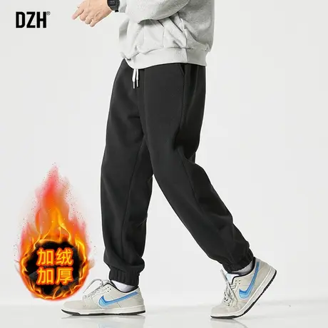 男生加绒加厚卫裤男冬季束脚双面摇粒绒裤子2024年新款黑色运动裤商品大图