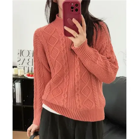 半高领加厚女毛衣秋冬针织内搭冬装2023年新款宽松洋气百搭打底衫商品大图