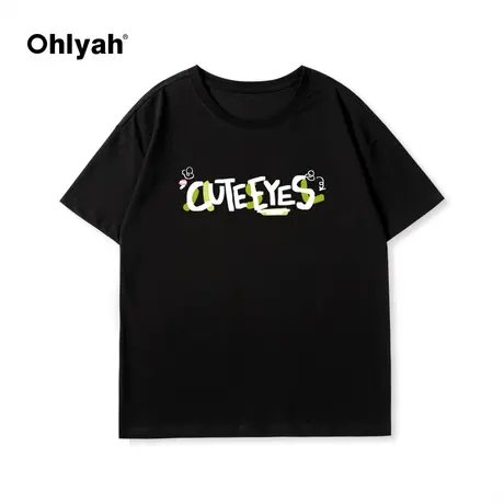 Ohlyah春夏新款国潮美式复古短袖t恤男女宽松复古高街头情侣tee商品大图