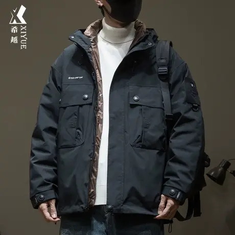 希越三合一工装羽绒服男冬季保暖防寒冲锋衣宽松大码男士夹克外套商品大图