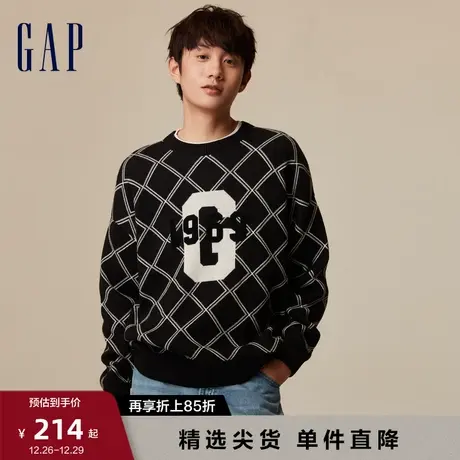 Gap男女装春春秋LOGO宽松舒适落肩针织衫高级情侣款毛衣718680图片