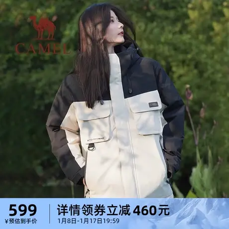 【小红书同款】骆驼女装冲锋羽绒服冬2023防寒工装派克服羽绒外套商品大图