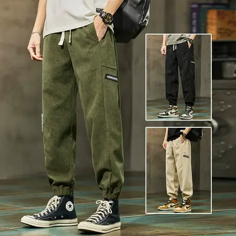 秋季男款军绿色束脚休闲裤春秋款男士哈伦秋天运动潮牌男装男裤子商品大图