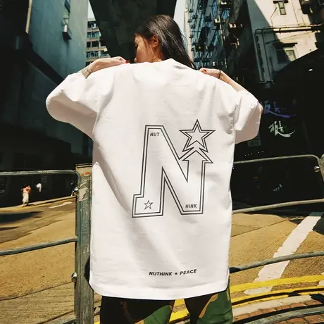 Nuthink加肥加大重磅五角星短袖男潮牌潮流宽松t恤夏季大码半袖潮图片