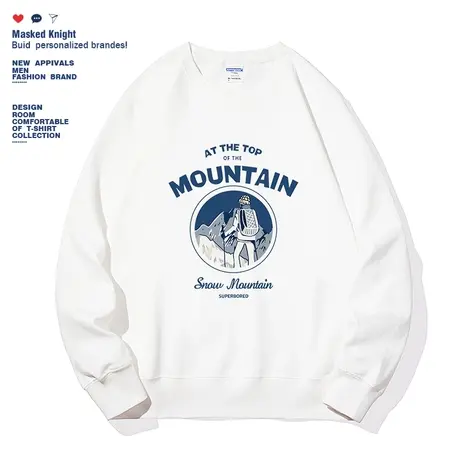 港风ins秋季新款登山卫衣男日系简约圆领休闲宽松长袖套头上衣潮图片