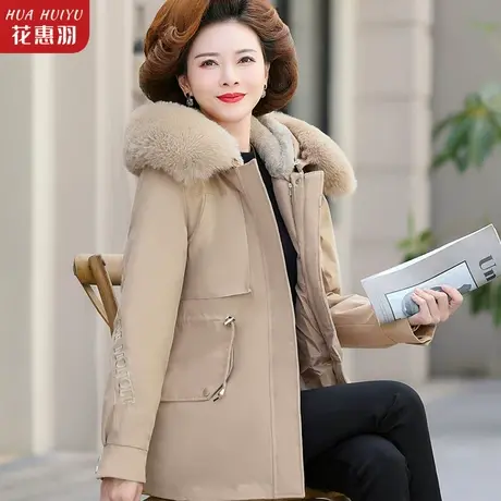 妈妈冬装中长款洋气棉衣外套2022新款中年人派克服中老年女厚棉袄商品大图