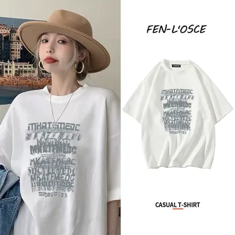 短袖t恤女ins潮2023年夏季新款韩版设计感小众宽松涂鸦纯棉上衣服商品大图