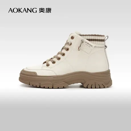 【门店发货】奥康女鞋2023秋季新款休闲时尚户外马丁靴短靴简约潮商品大图