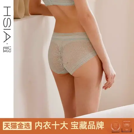 HSIA遐蕾丝内裤女纯棉裆底无痕性感舒适透气贴身超薄款中腰平角裤商品大图