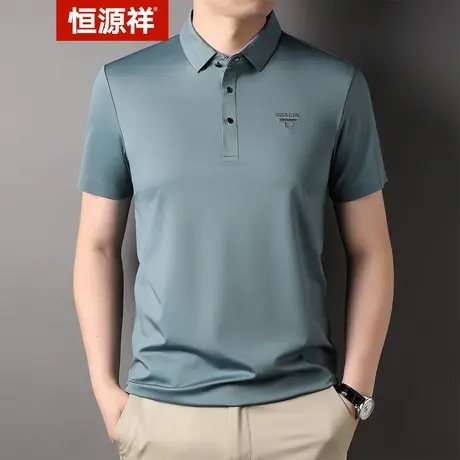 恒源祥纯色夏季新款男装polo衫短袖薄款修身型翻领商务休闲青年商品大图