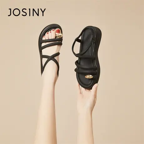 Josiny/卓诗尼平底凉鞋女款2024新款春季外穿女士凉鞋运动凉鞋女商品大图