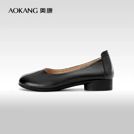 奥康女鞋 2023春季新款软底奶奶鞋女浅口单鞋豆豆鞋圆头低跟舒适图片