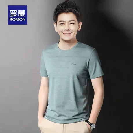 罗蒙男士短袖T恤夏季薄款中老年爸爸装宽松圆领网眼衣服冰丝体恤图片