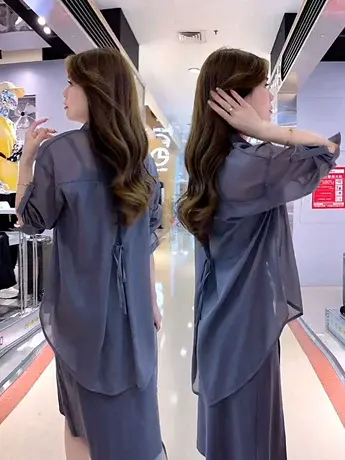 欧货时尚气质polo领雪纺衬衫女春夏季新款设计感蕾丝开衫防晒上衣商品大图