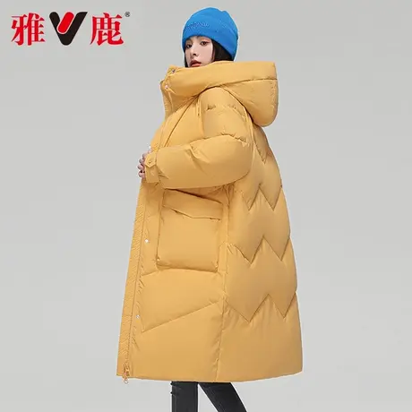 yaloo/雅鹿2022秋冬季羽绒服女中长款时尚宽松韩版加厚派克服外套商品大图