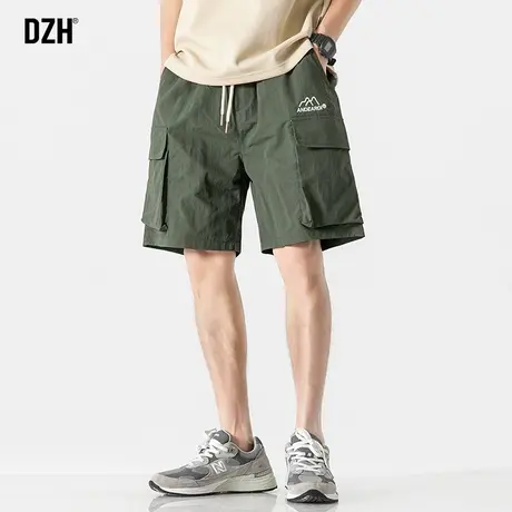 男士军绿色工装短裤男款夏季2023新款潮牌直筒五分裤沙滩裤速干裤商品大图