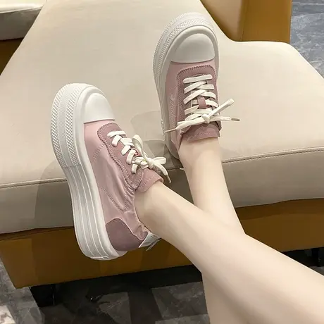 爆款运动厚底小白鞋女2023新款夏秋季款女鞋子休闲彩色帆布板鞋女图片