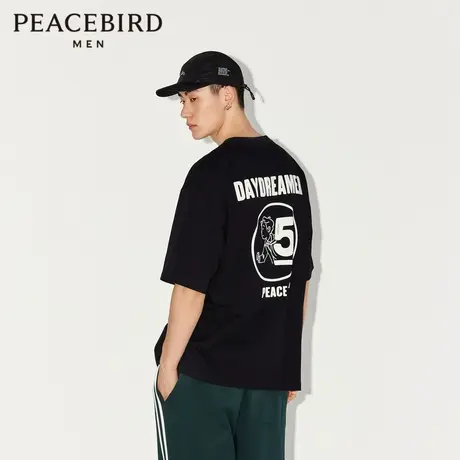 太平鸟男装 短袖体恤圆领潮流休闲夏季印花时尚上衣t恤男图片